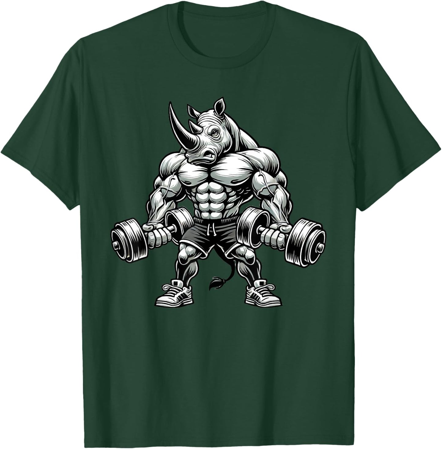 Rhino Powerlifting Weightlifting Gym Workout T-Shirt - T-Shirt | Forest