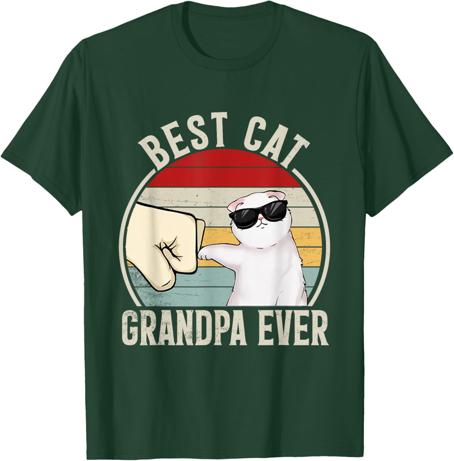 Retro Best Cat Grandpa Ever Funny Fist Bump Granddad Women T-Shirt - T-Shirt | Forest