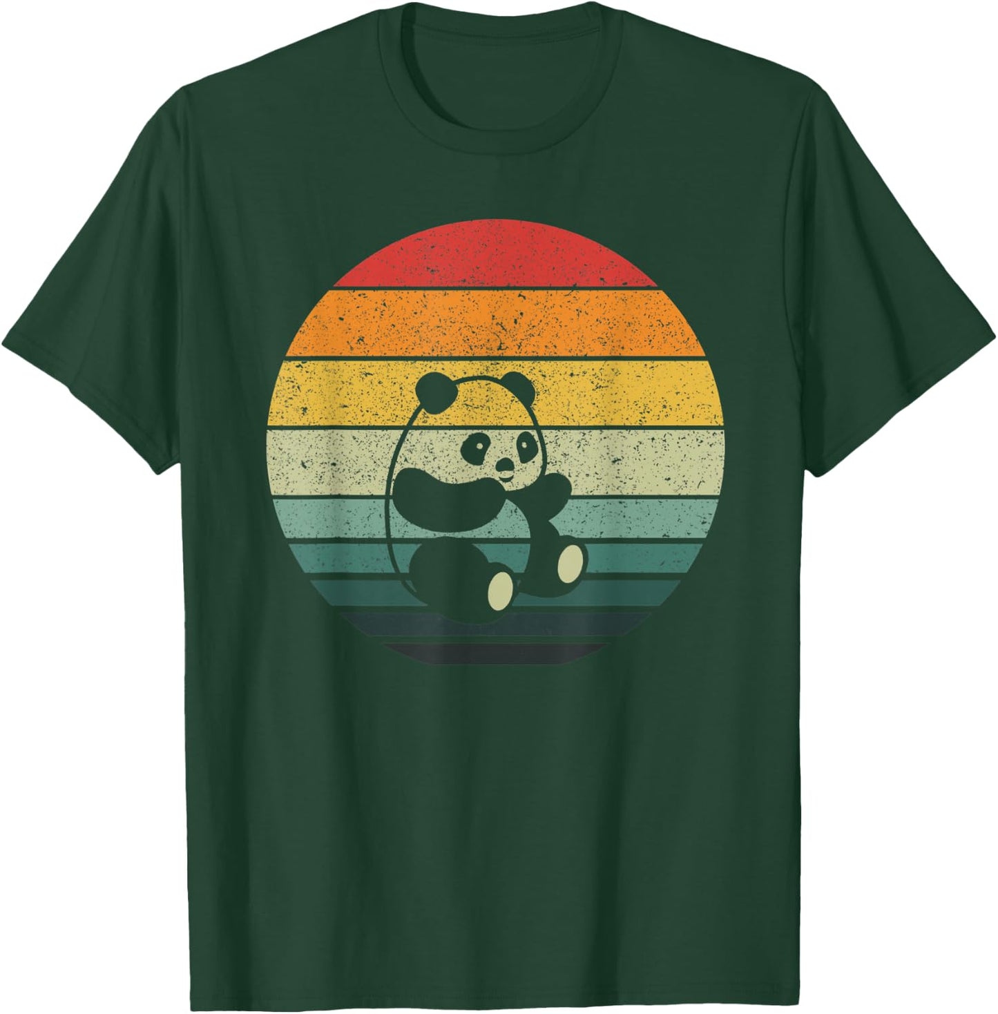 Panda Vintage Retro Sunset 60s 70s style T-Shirt - T-Shirt | Forest