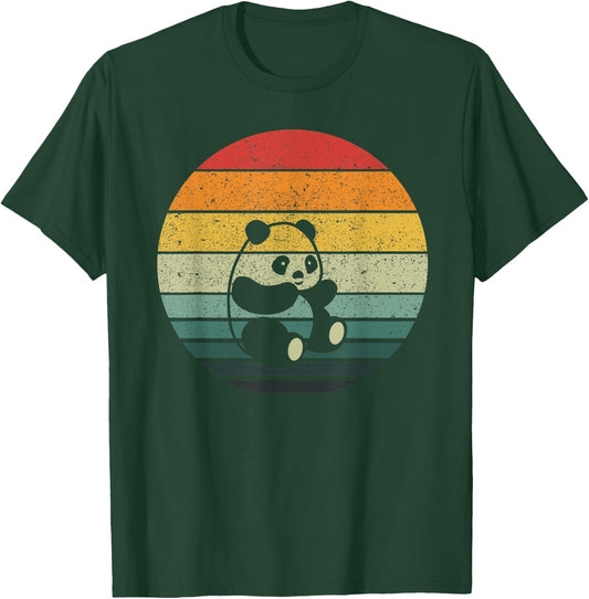 Panda Vintage Retro Sunset 60s 70s style T-Shirt - T-Shirt | Forest