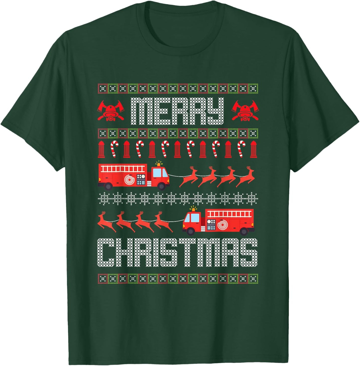 Christmas Firefighter Merry Christmas Fire Truck Costume T-Shirt - T-Shirt | Forest