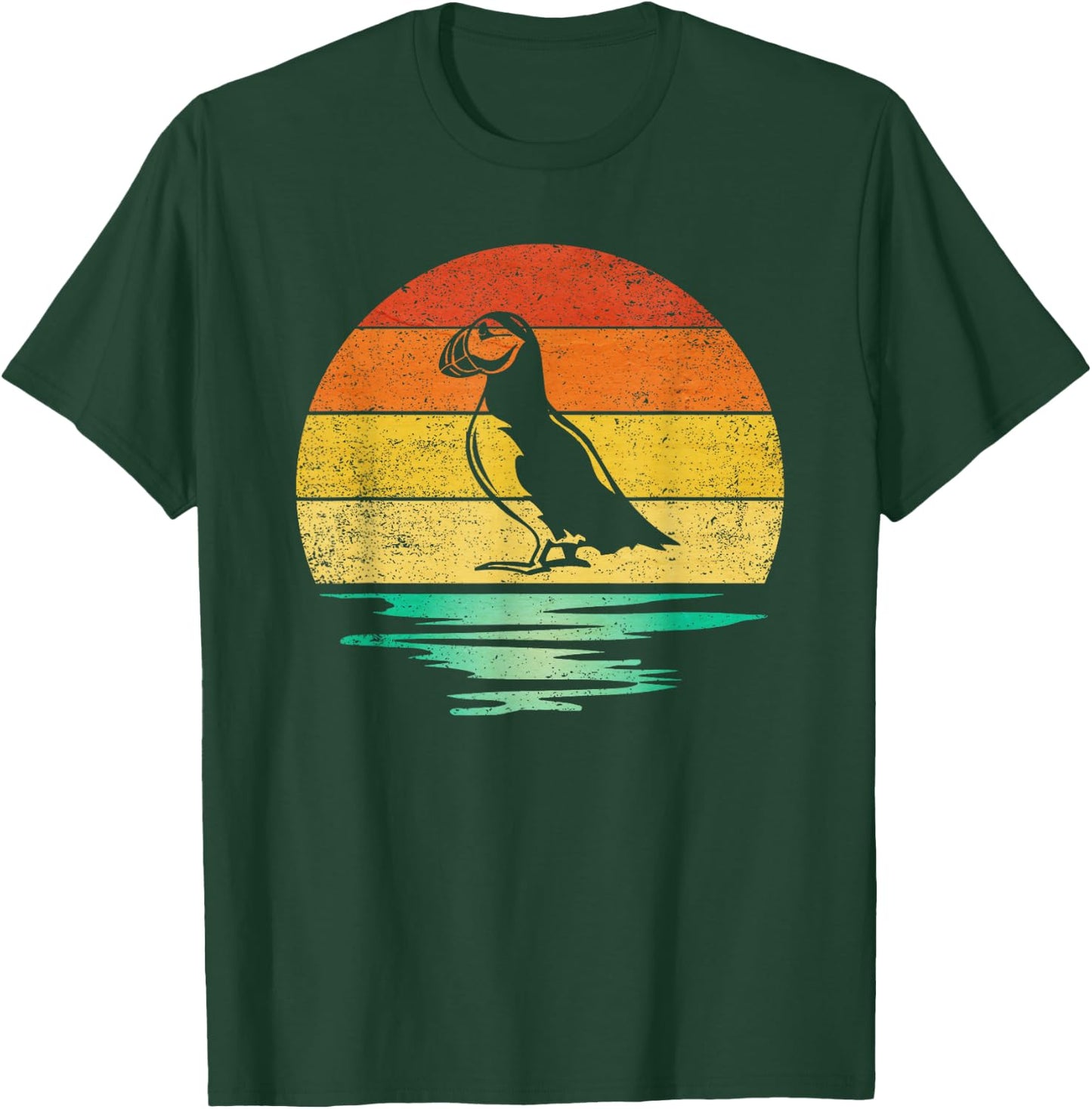 Vintage Puffin Bird Retro Sunset Puffin T-Shirt - T-Shirt | Forest
