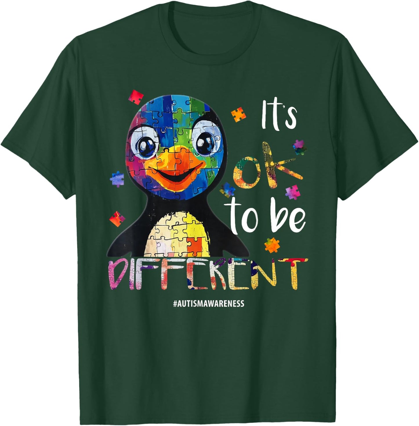 It’s OK to Be Different - Autism Awareness Penguin T-Shirt - T-Shirt | Forest