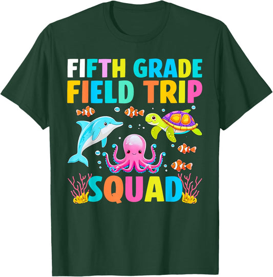 Fifth Grade Field Trip Squad Aquarium Matching Teacher Kid T-Shirt - T-Shirt | Forest