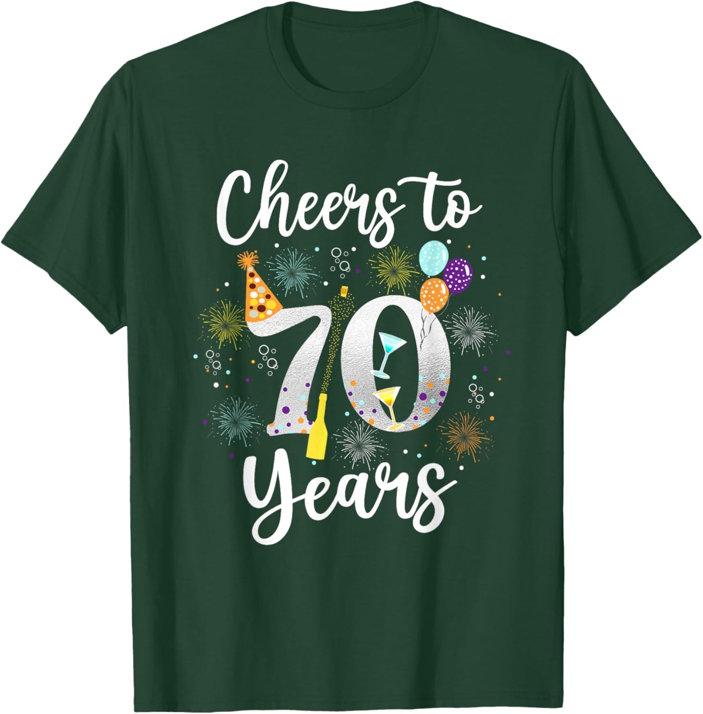 Cheers To 70 Years 70th Birthday Shirt Wine Lover Born 1953 T-Shirt - T-Shirt | Forest