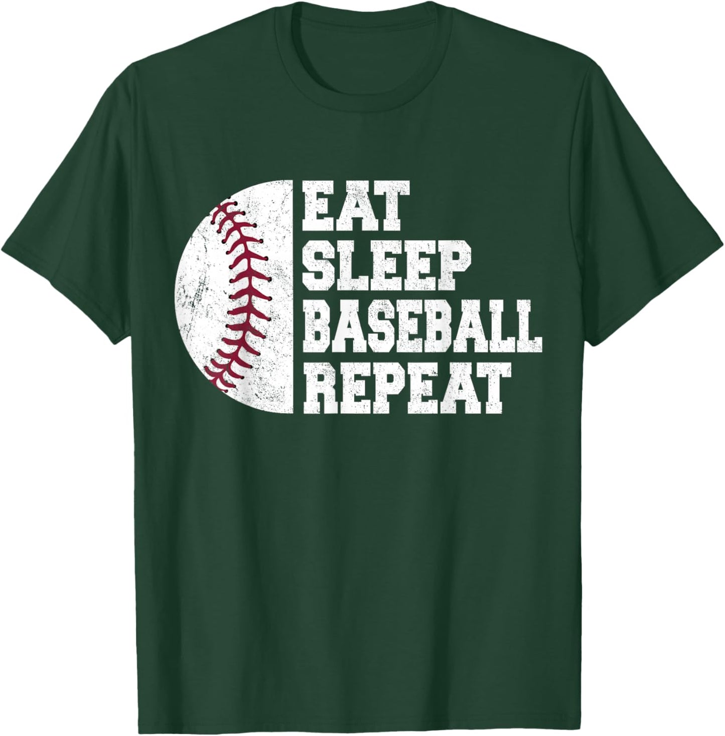 Eat Sleep Baseball Repeat Baseball Player Funny Baseball T-Shirt - T-Shirt | Forest