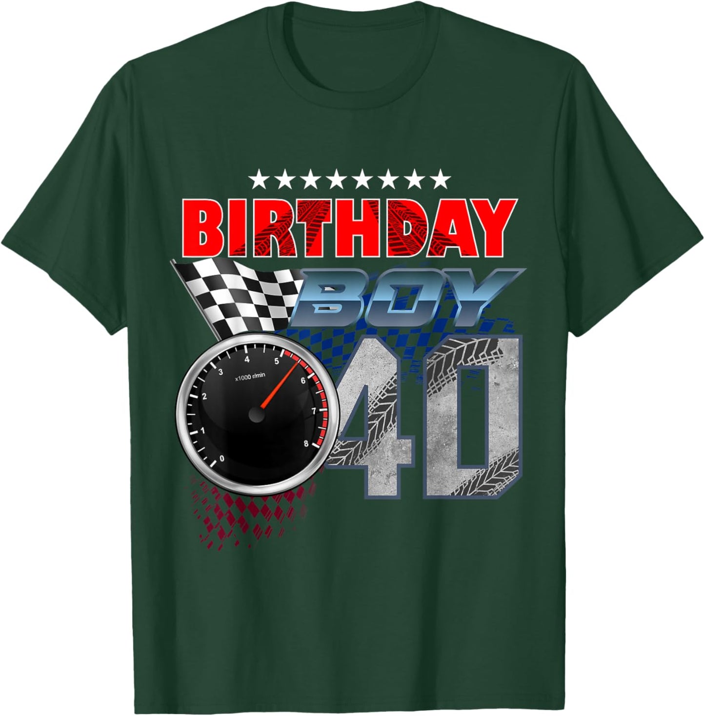 Racing Car 40th Birthday Boy Race Car Driver 40 Year Old T-Shirt - T-Shirt | Forest