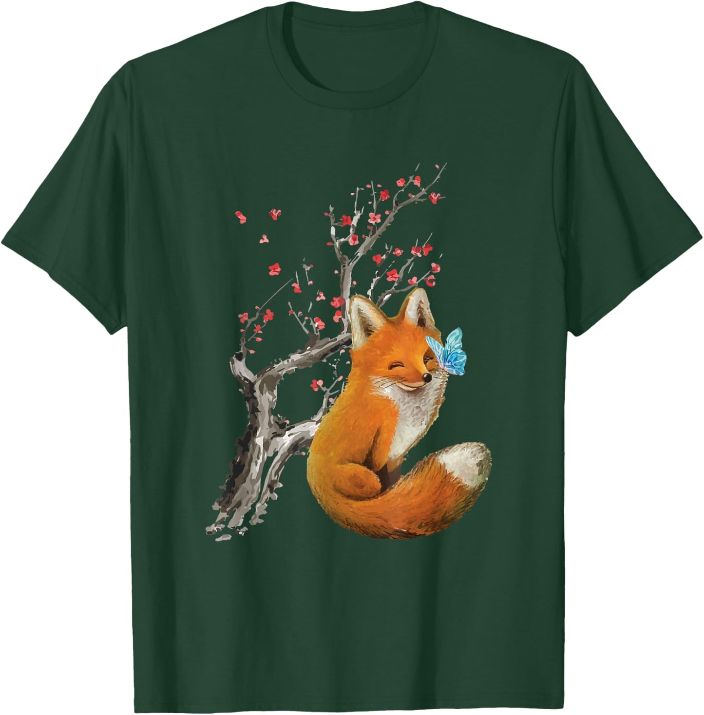 Vintage Fox - Japanese Cherry Blossom - Sakura - Anime Gift T-Shirt - T-Shirt | Forest