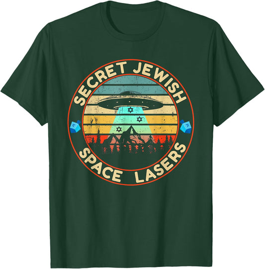 Jewish Space Laser Secret UFO Universe Vintage Dreidel Stars T-Shirt - T-Shirt | Forest