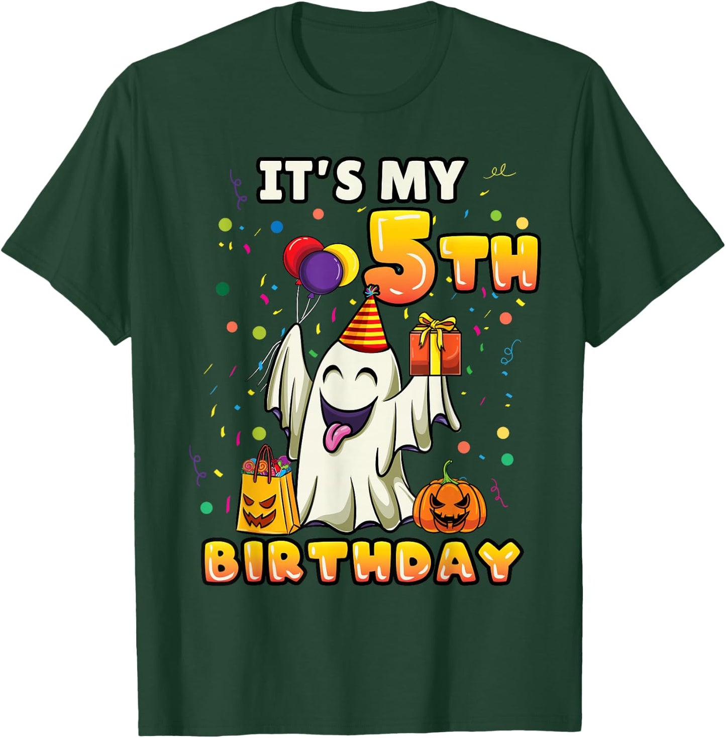 Its My 5th Birthday Ghost Halloween Kids T-Shirt - T-Shirt | Forest
