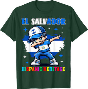 El Salvador Dabbing Kid Hispanic Heritage Celebration Kids T-Shirt - T-Shirt | Forest