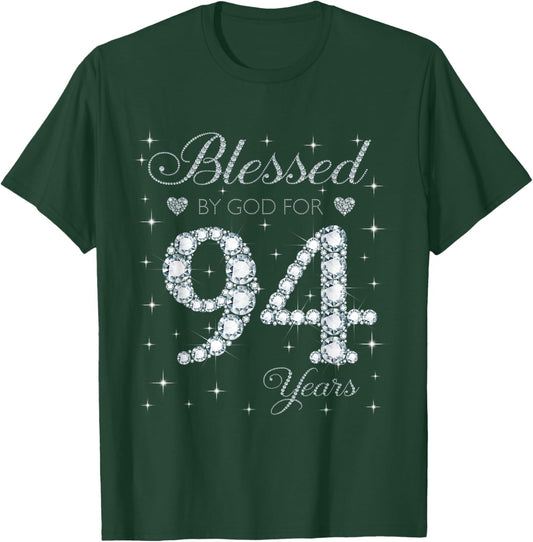 Blessed by God For 94 Years Old 94th Birthday Gift T-Shirt - T-Shirt | Forest