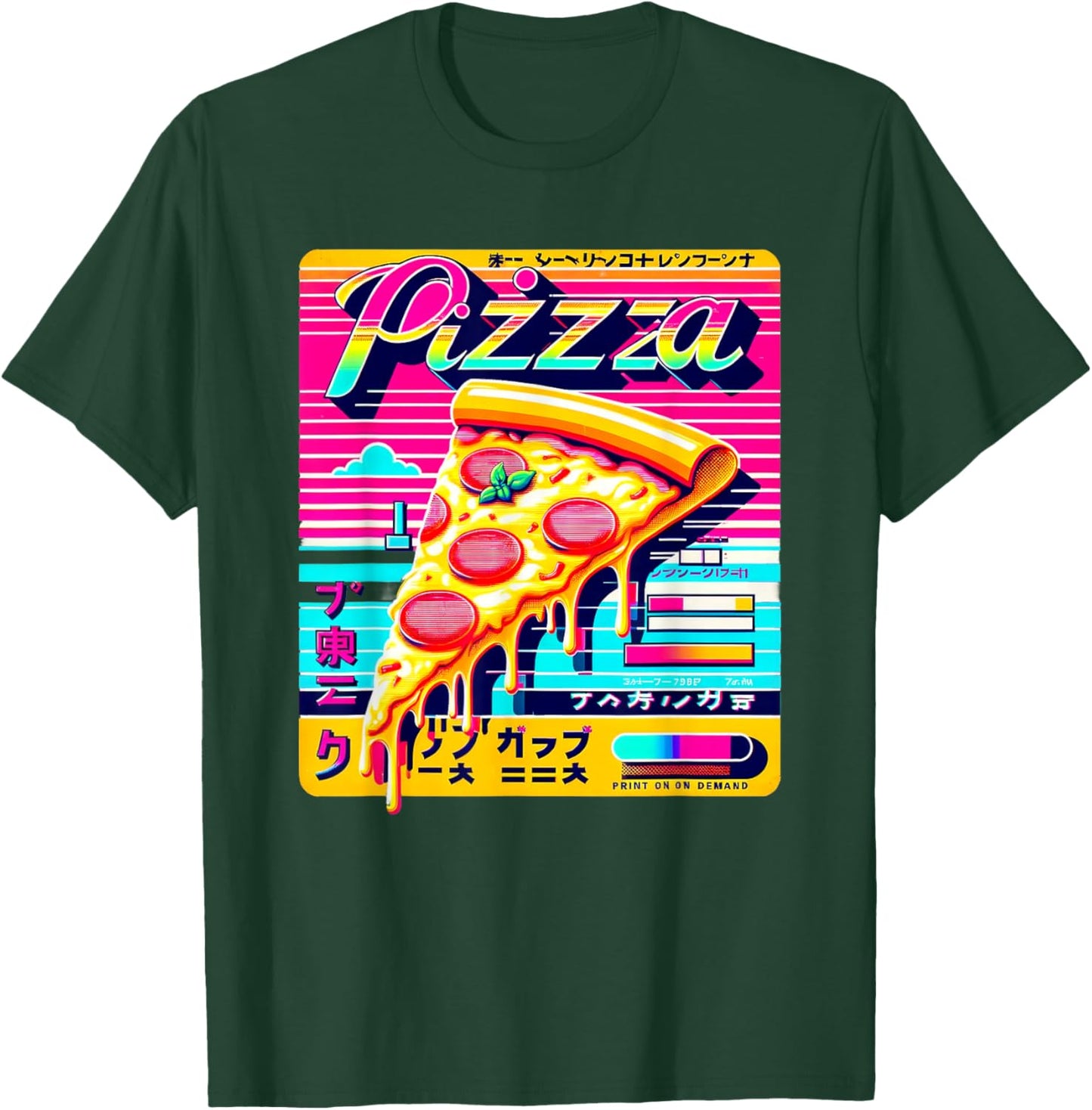Retro Pizza Vaporwave Japanese Glitch Art T-Shirt - T-Shirt | Forest