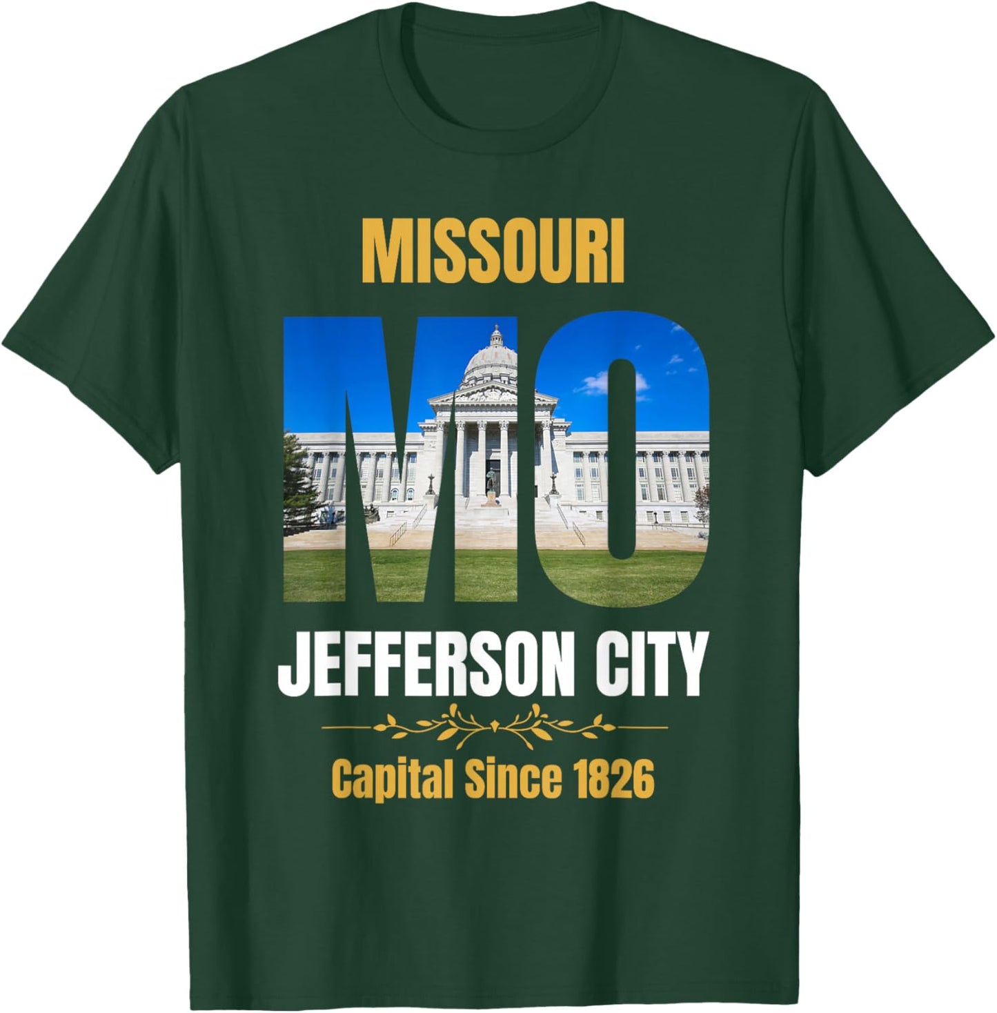 Jefferson City, State Capital of Missouri, Souvenir , -Adults, Black, Small, Short Sleeve T-Shirt - T-Shirt | Forest