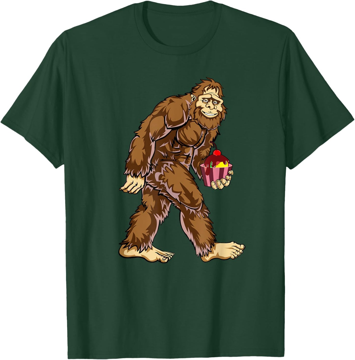 Funny Bigfoot Ice Cream Boy Funny Sasquatch Shirt T-Shirt - T-Shirt | Forest