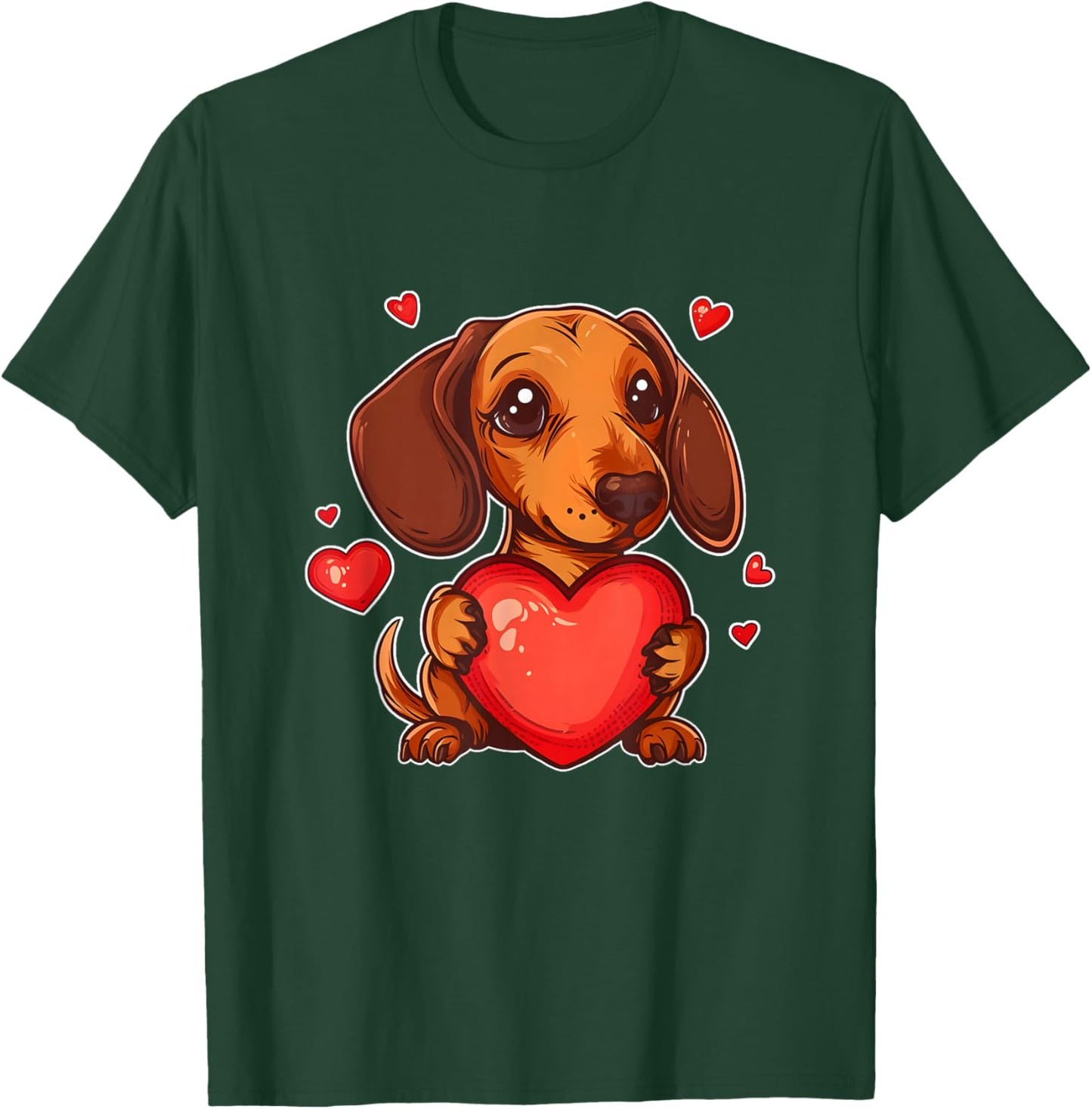 Dachshund valentine dog valentines day Men Women Girls Kids T-Shirt - T-Shirt | Forest