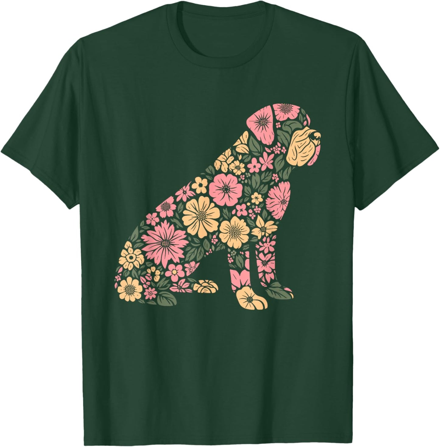 Funny Floral FLower Mastiff Mom Grandma Mothers Day T-Shirt - T-Shirt | Forest