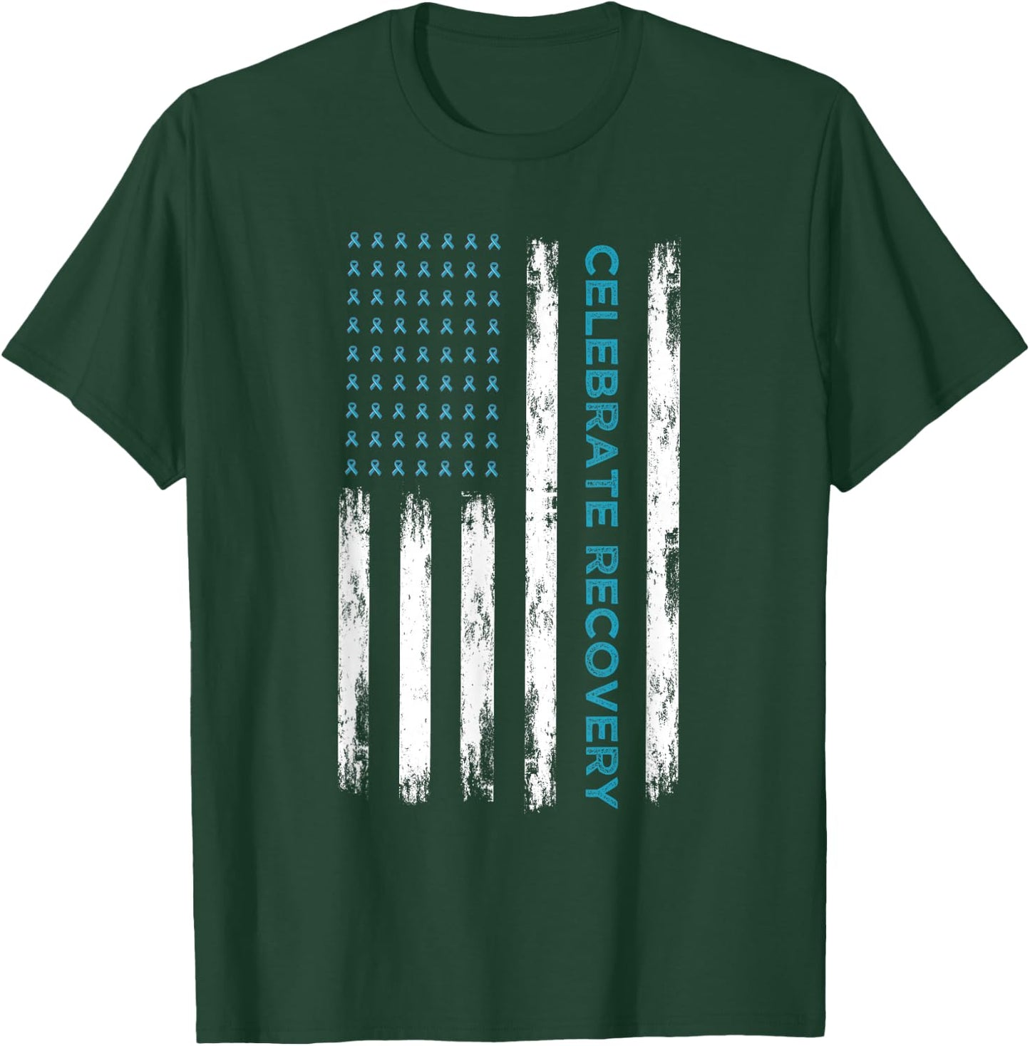 Drug Alcohol Addiction Recovery Celebrate Recovery USA Flag T-Shirt - T-Shirt | Forest