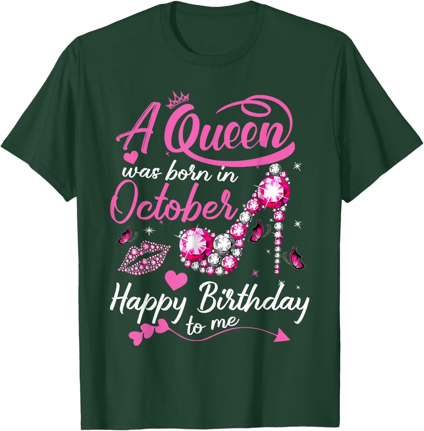 Black Queens are Born in October Shirt Women Birthday Gift T-Shirt - T-Shirt | Forest