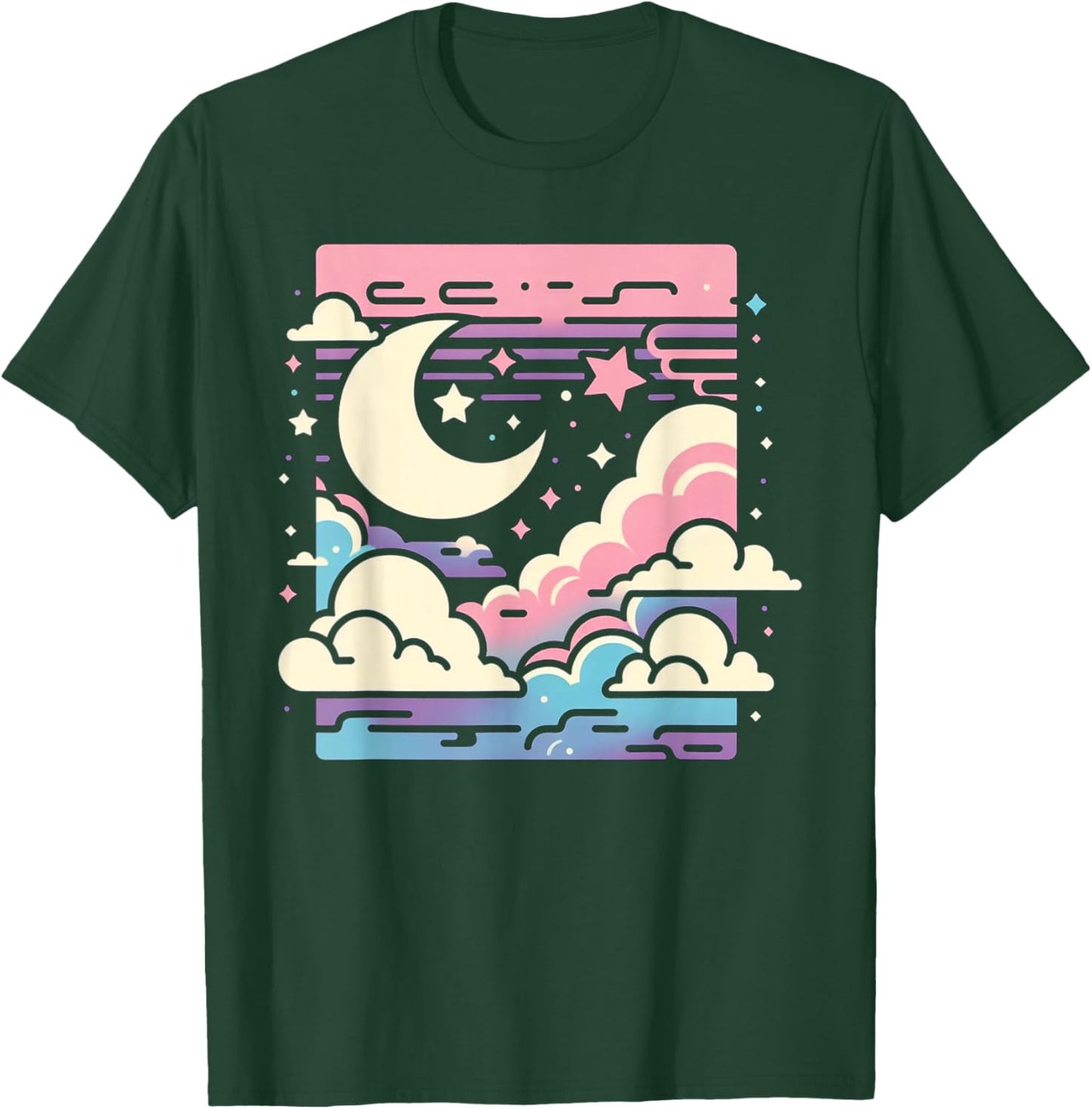 Clouds Vaporwave Aesthetic Japanese Anime Kawaii T-Shirt - T-Shirt | Forest