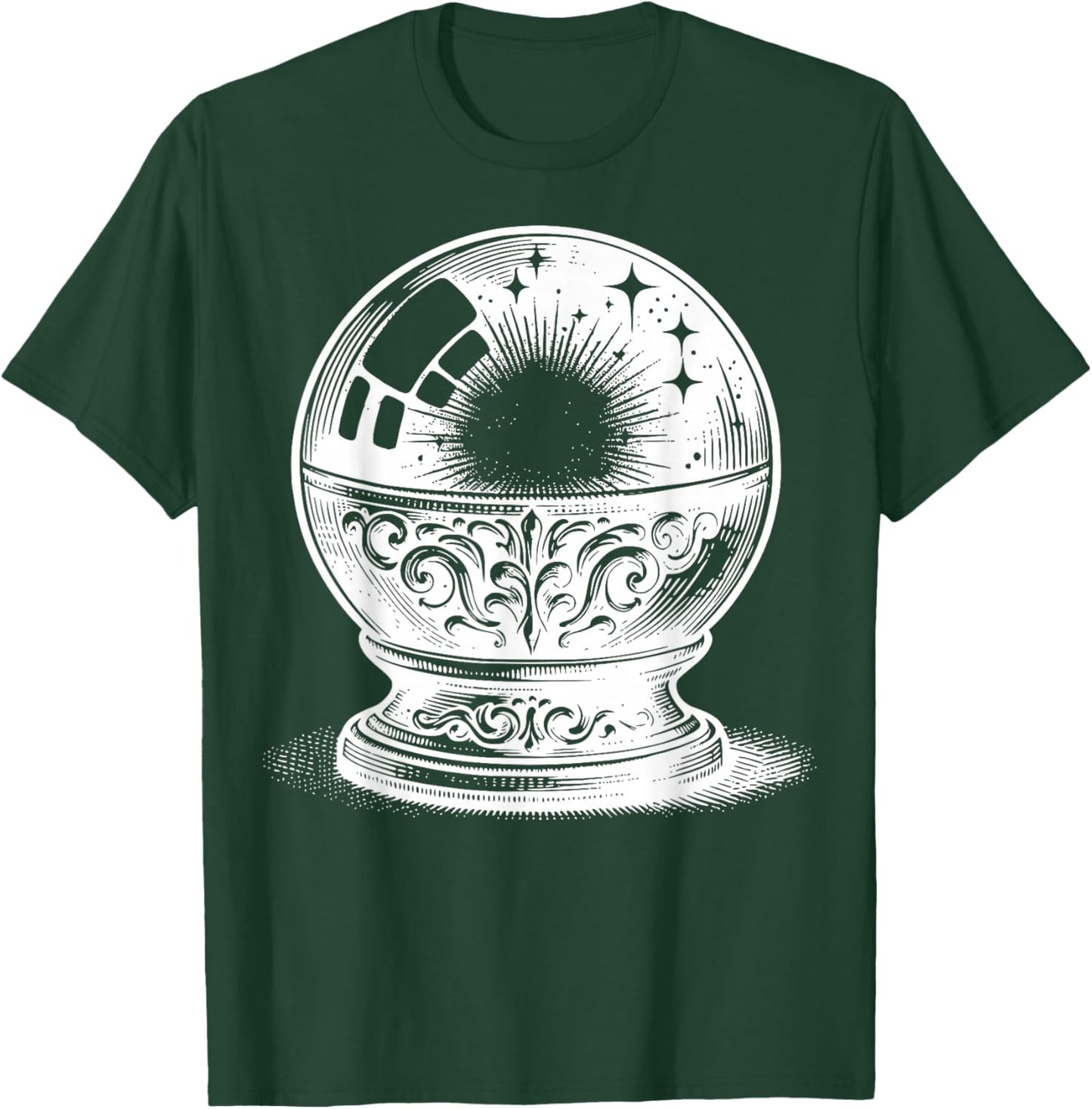 Crystal Ball On Stand With Reflections And Light Details T-Shirt - T-Shirt | Forest