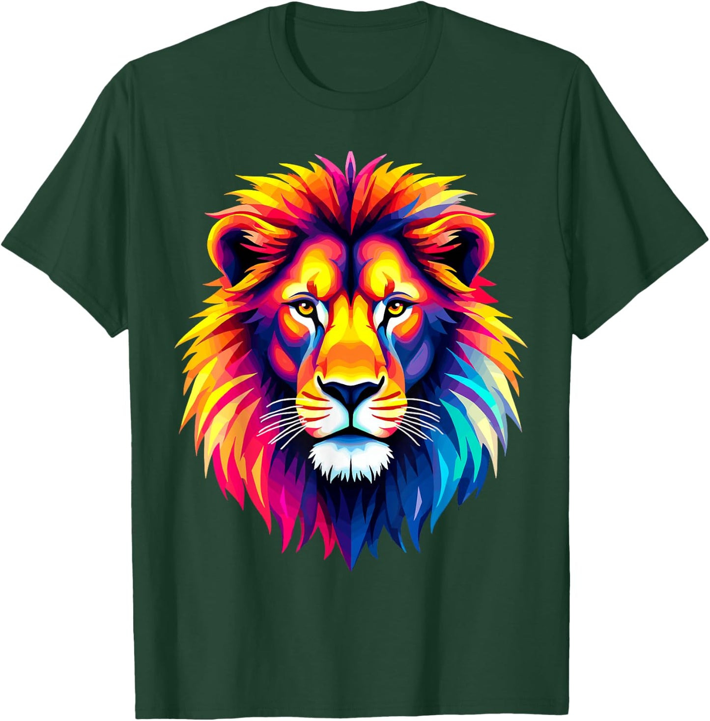 Lion Head Colorful Animal Lion T-Shirt - T-Shirt | Forest