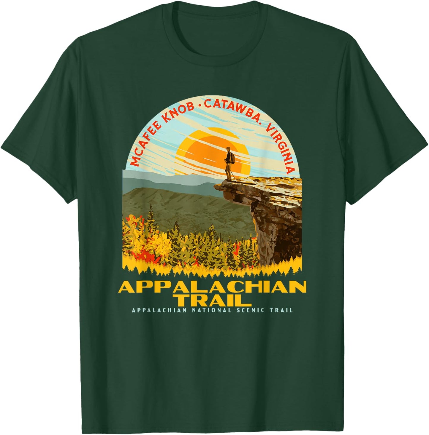 McAfee Knob Overlook Appalachian Trail WPA Style Graphic T-Shirt - T-Shirt | Forest