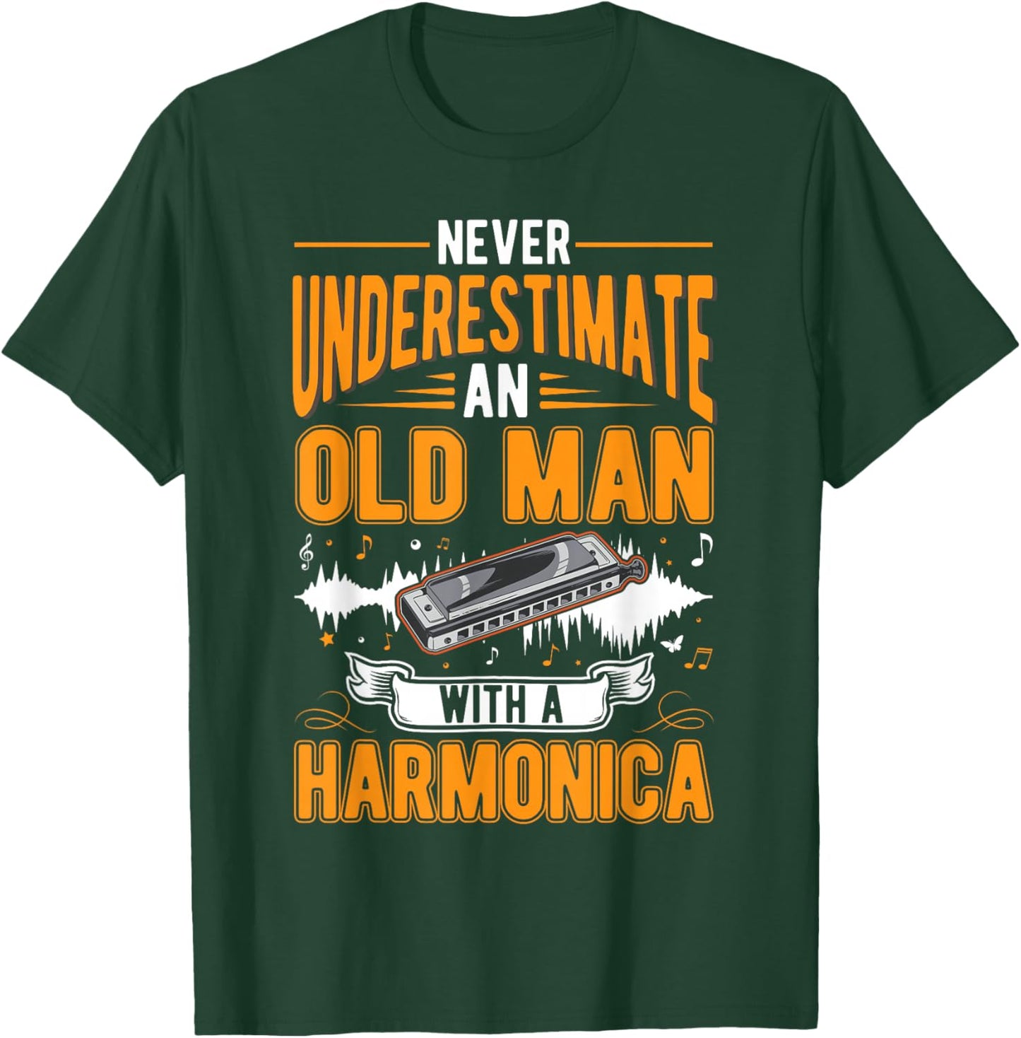 Harmonica Old Man T-Shirt - T-Shirt | Forest