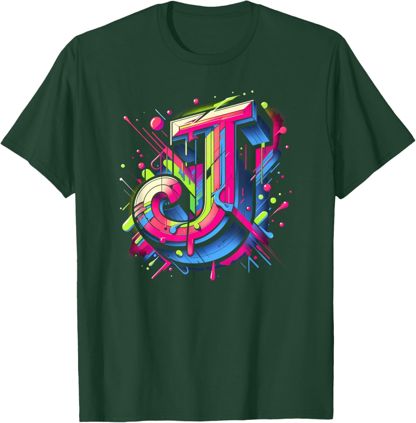 Initial Name Letter J Alphabet In Graffiti Art Style T-Shirt - T-Shirt | Forest