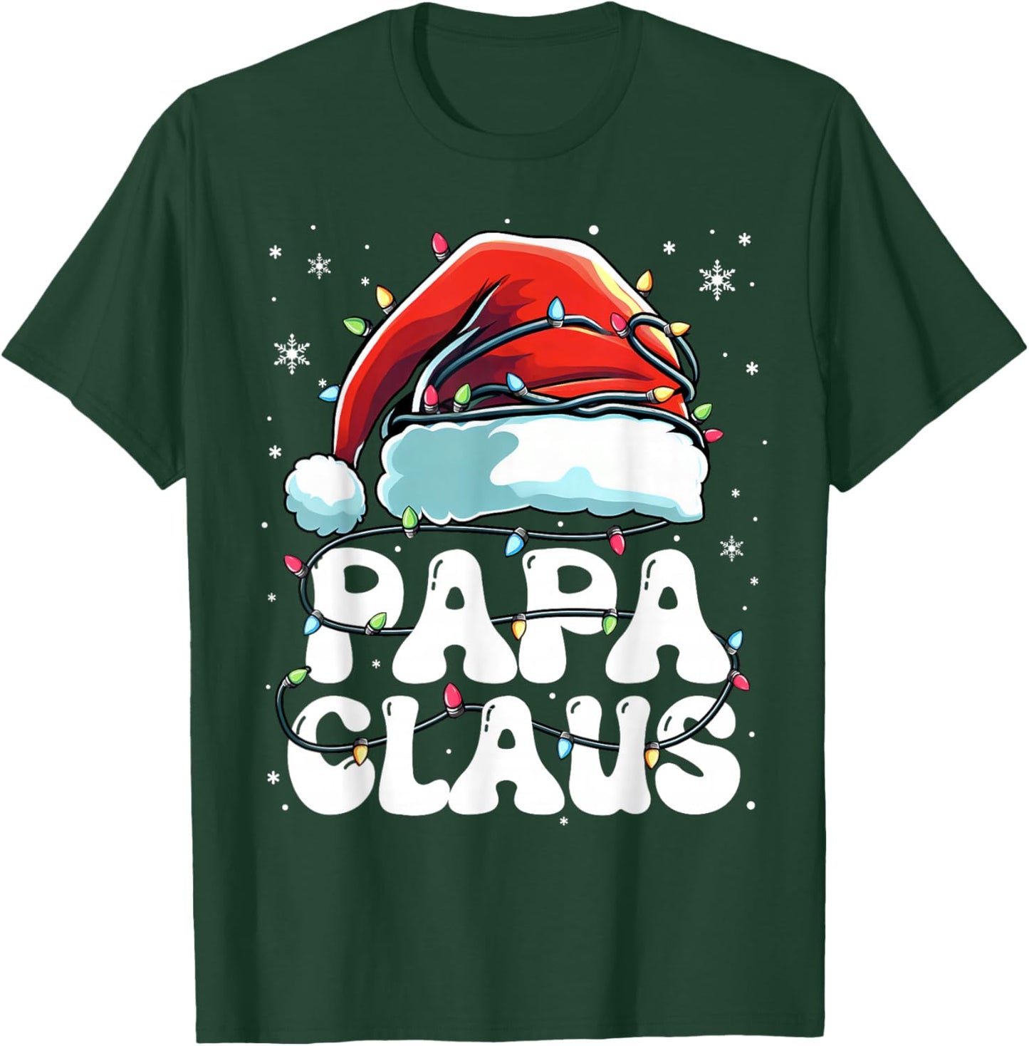 Groovy Papa Claus Christmas Lights Family Xmas Pajama T-Shirt - T-Shirt | Forest