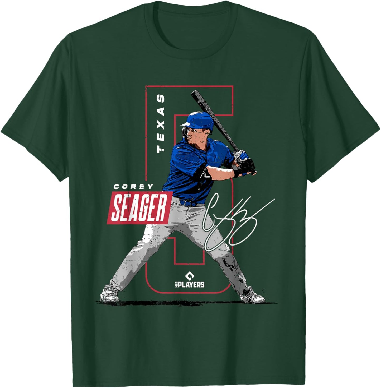 Corey Seager | Texas Baseball MLB Players | MLBSEA4052 T-Shirt - T-Shirt | Forest
