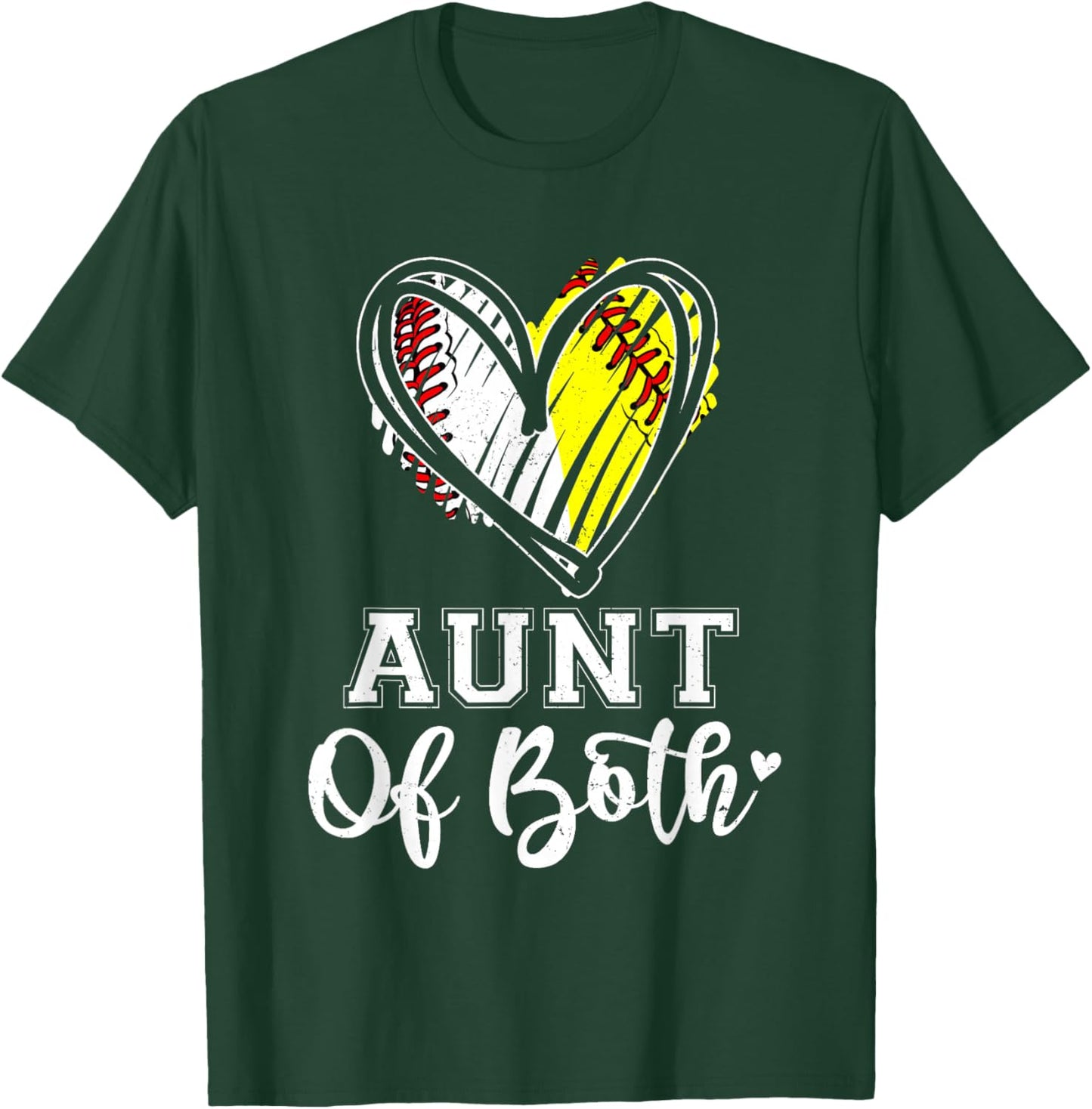 Aunt Of Both Baseball Softball Aunt Mothers Day T-Shirt - T-Shirt | Forest