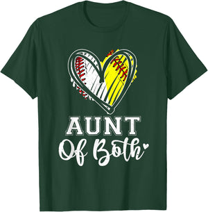 Aunt Of Both Baseball Softball Aunt Mothers Day T-Shirt - T-Shirt | Forest