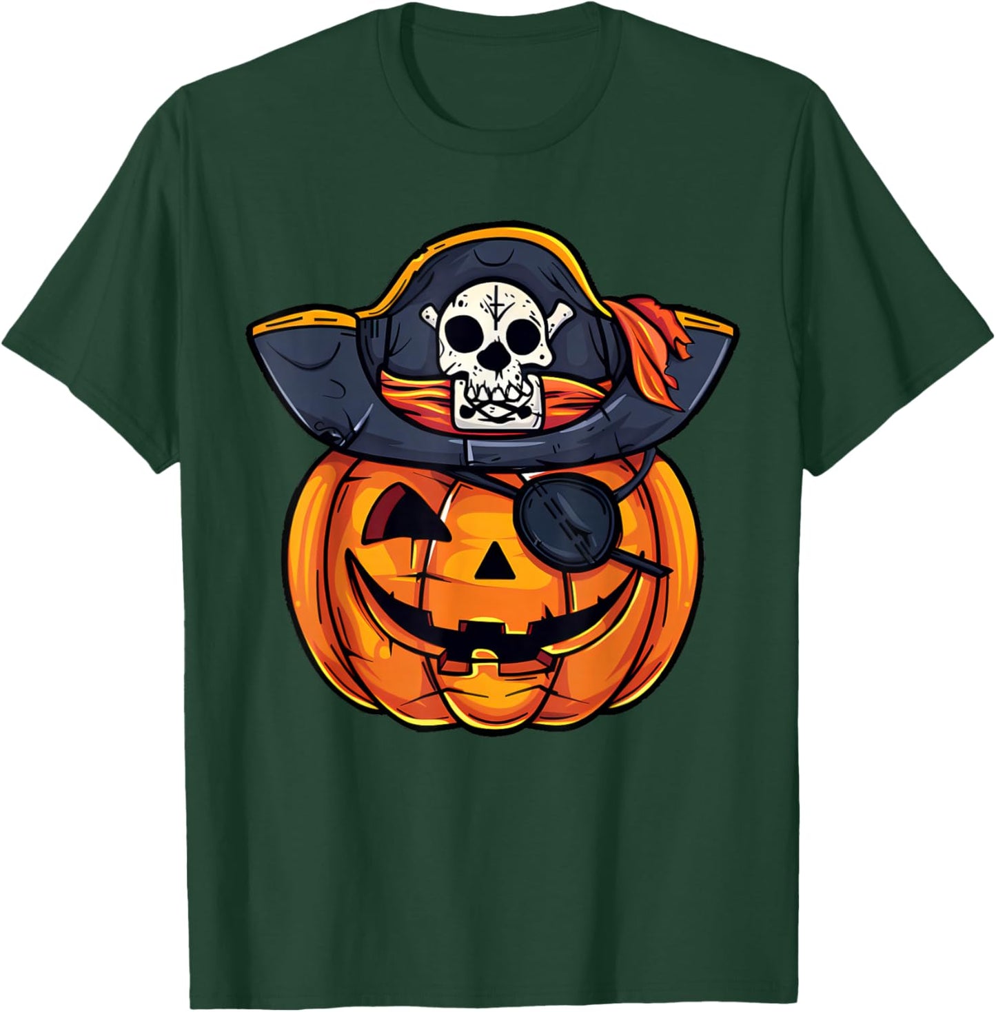 Boys Halloween Pirate Pumpkin Jack O Lantern Toddler Kids T-Shirt - T-Shirt | Forest