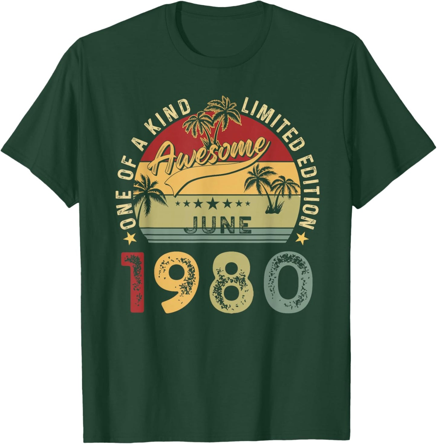 Awesome Since June 1980 Vintage Birthday Gift Men Women T-Shirt - T-Shirt | Forest