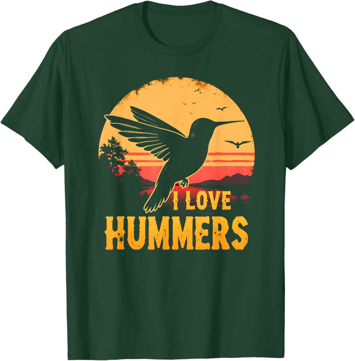 I Love Hummers Bird Colibri Vintage Sunset Hummers Kids T-Shirt - T-Shirt | Forest