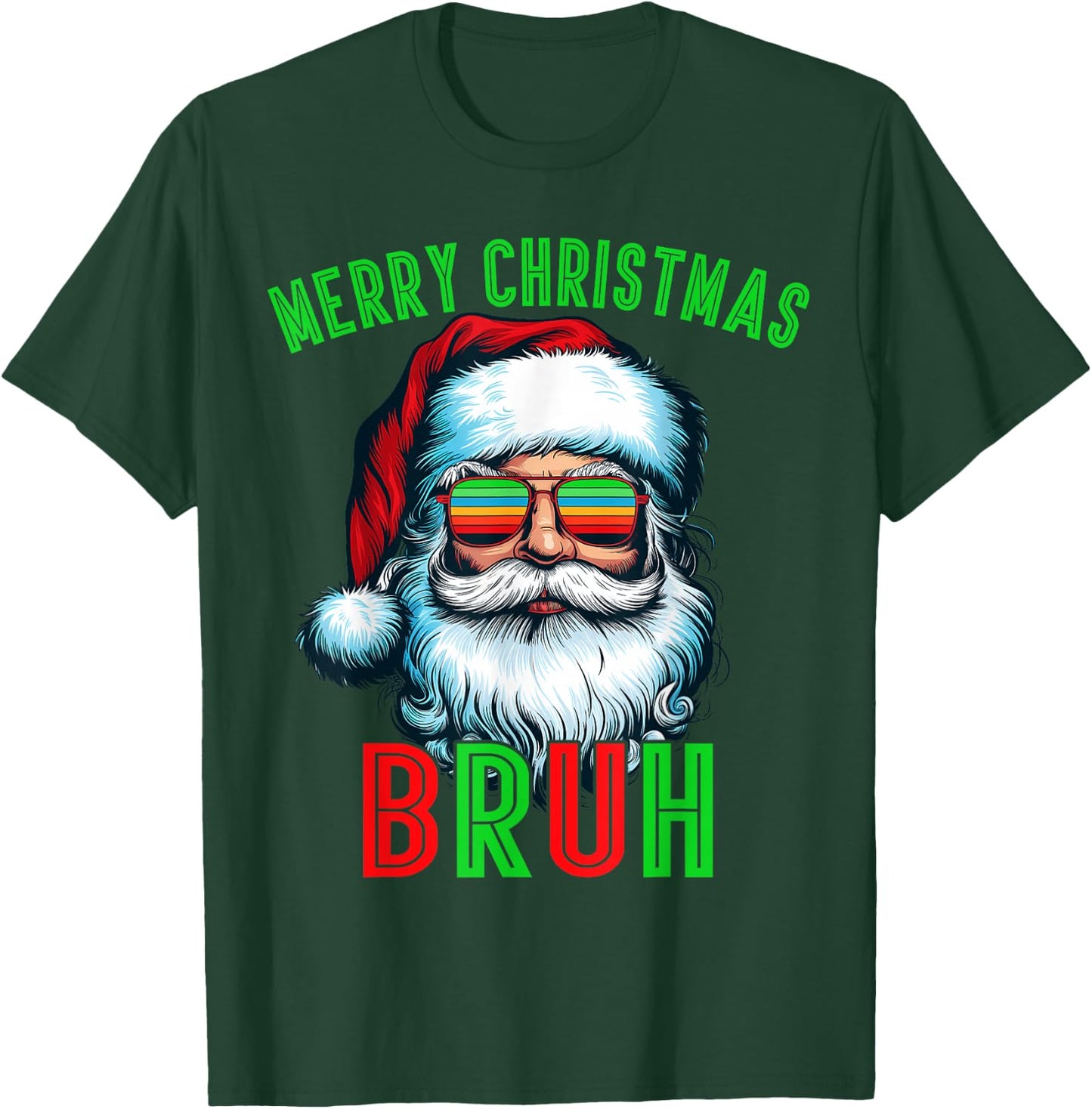 Retro Santa Christmas Bruh Pajama Family Meme Xmas T-Shirt - T-Shirt | Forest