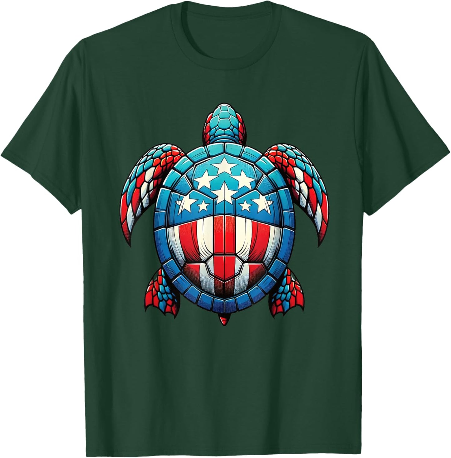 Patriotic Turtle 4th Of July Kids Teen Girls Women T-Shirt - T-Shirt | Forest