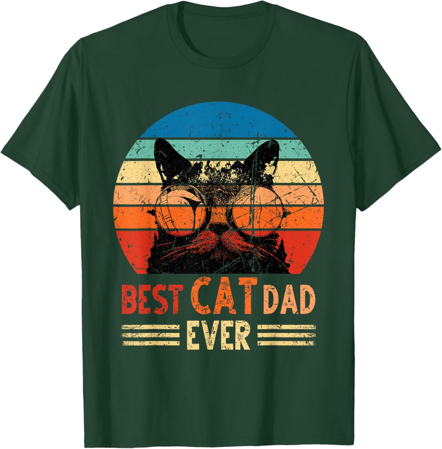 Best Cat Dad Ever Shirt Funny Retro Cat Dad Men Father's Day T-Shirt - T-Shirt | Forest