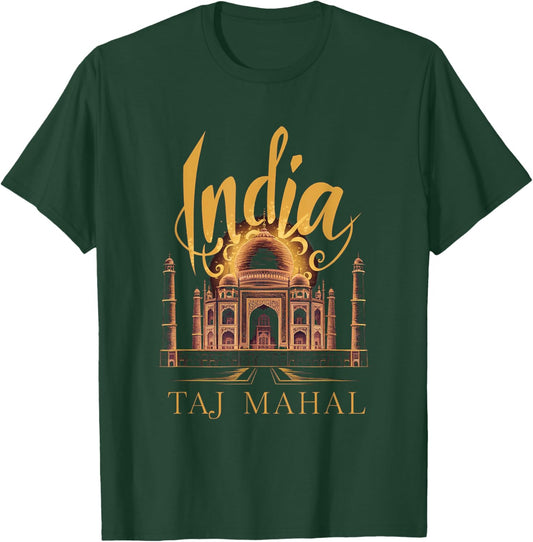 Explore India Taj Mahal Elegant Artistic Design T-Shirt - T-Shirt | Forest