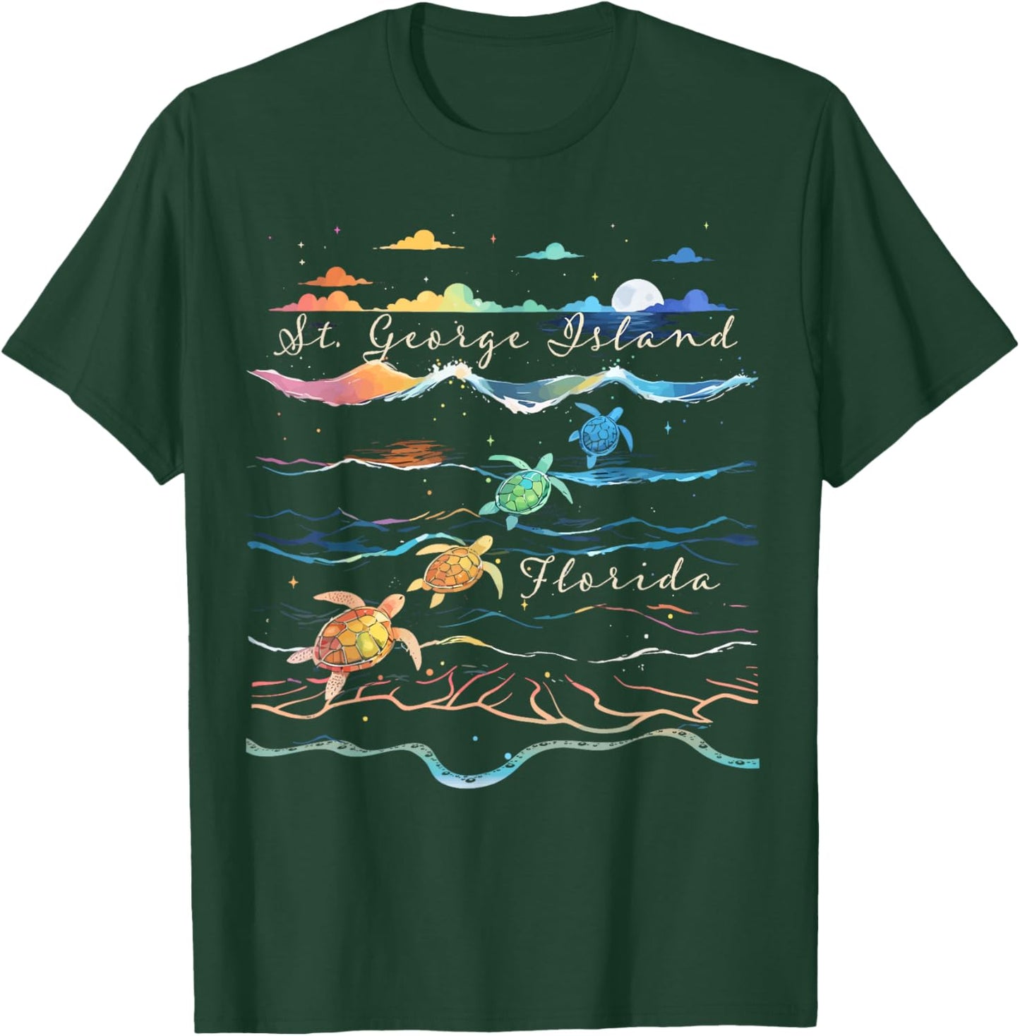 St. George Island Florida Beach Sea Turtle Lover Ocean T-Shirt - T-Shirt | Forest