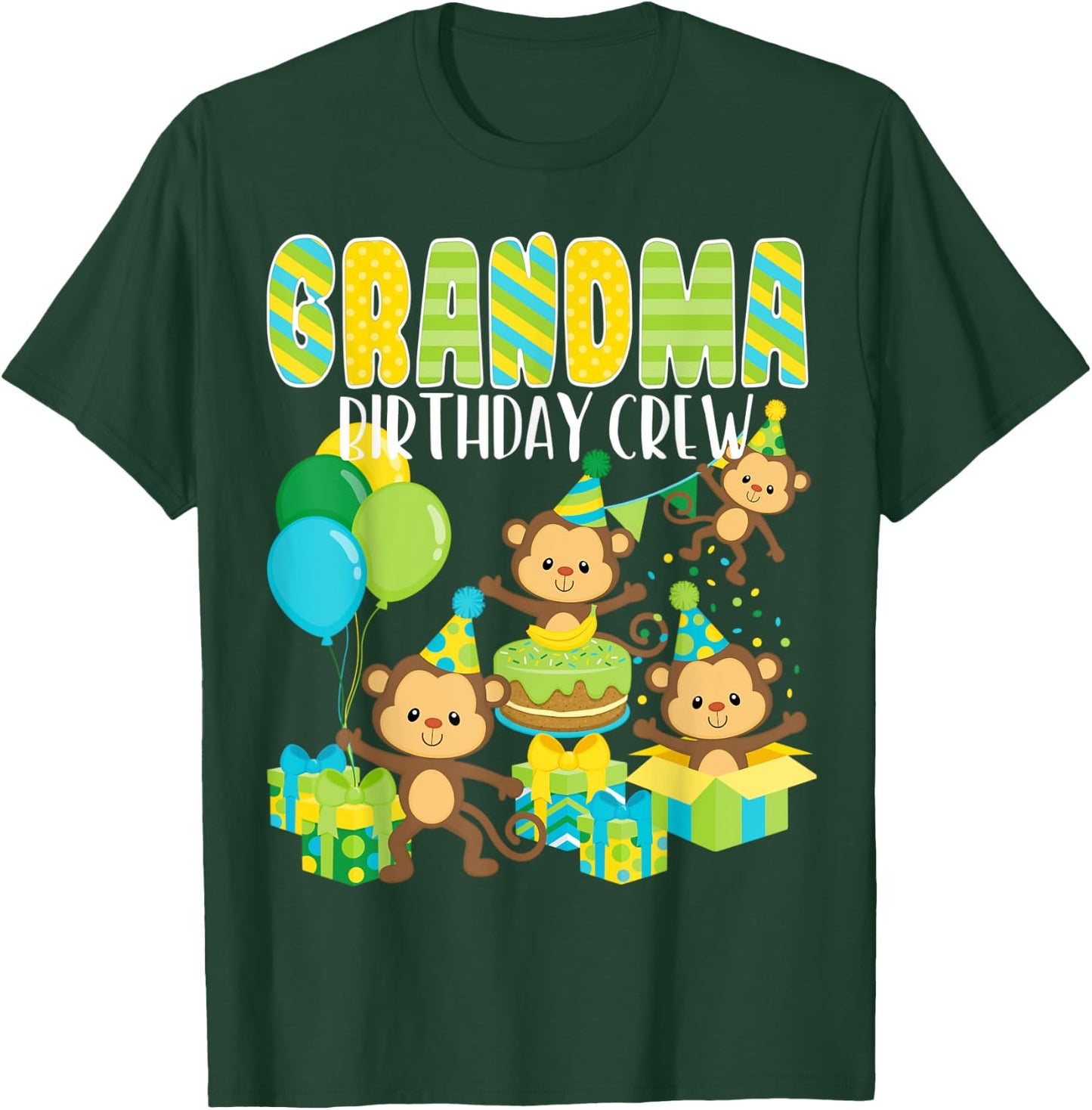 Birthday Party Monkey Grandma Birthday Crew Family Matching T-Shirt - T-Shirt | Forest