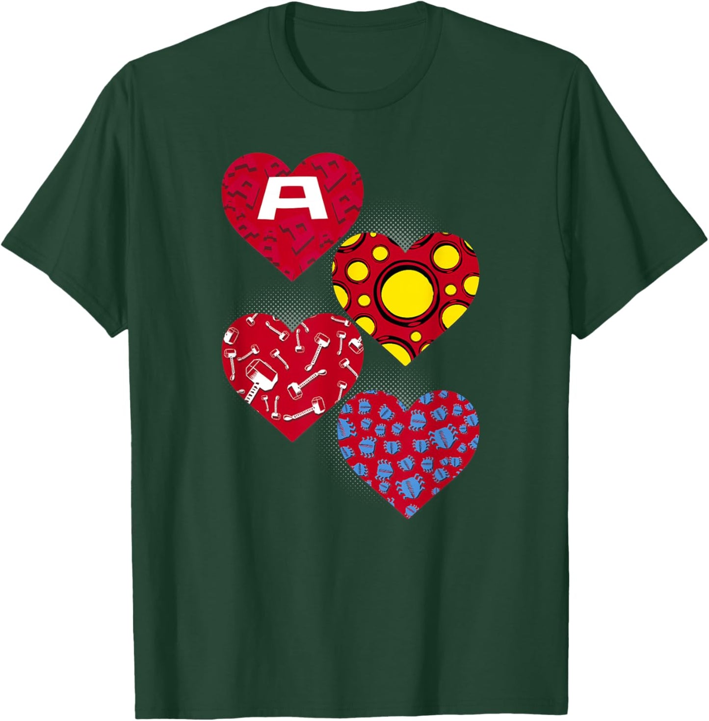 Marvel Comics Avengers Valentine's Day Super Hero Hearts T-Shirt - T-Shirt | Forest