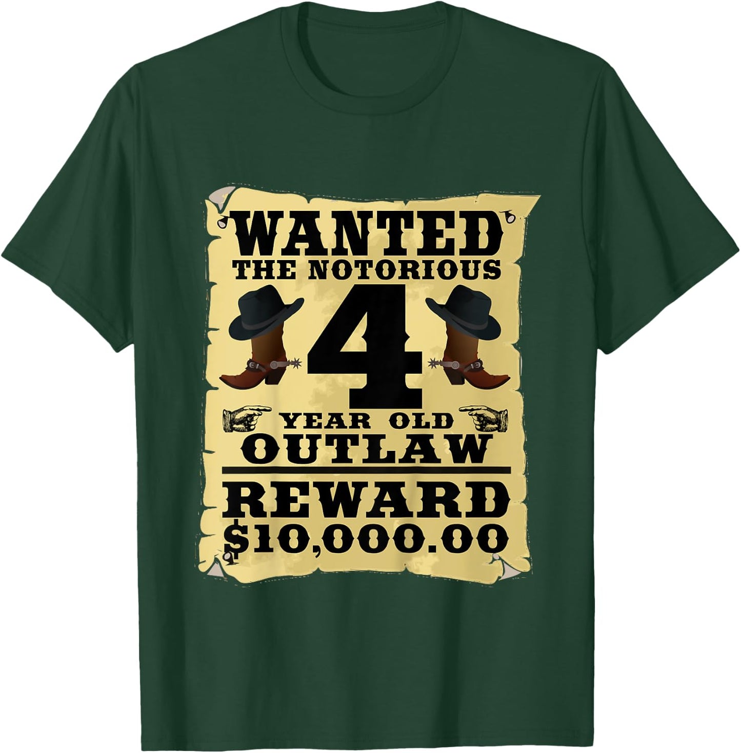 Kids 4 Year Old Cowboy Birthday Party Wild West Western 4th Gift T-Shirt - T-Shirt | Forest