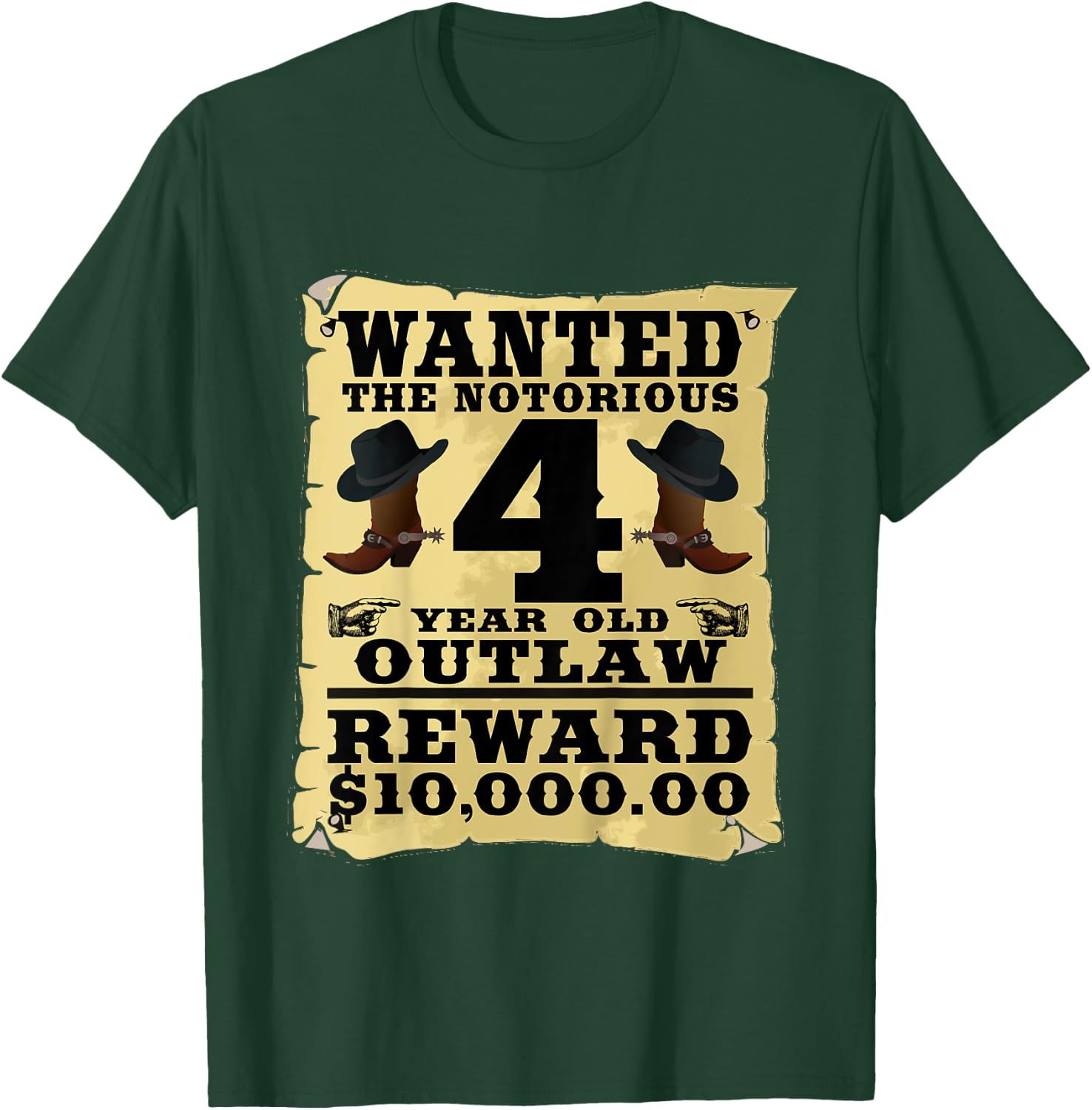 Kids 4 Year Old Cowboy Birthday Party Wild West Western 4th Gift T-Shirt - T-Shirt | Forest