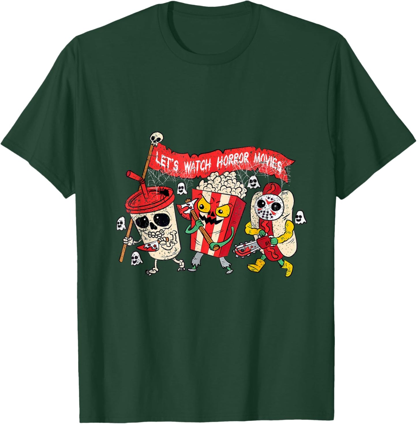 Retro Movie Concessions Let's Watch Horror Movies Halloween T-Shirt - T-Shirt | Forest