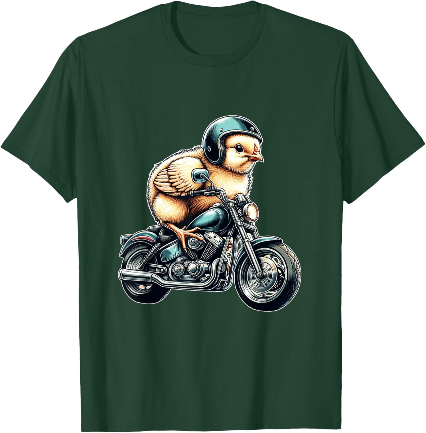 Biker Chick Funny Biker Chicken for Female Motorcycle Riders T-Shirt - T-Shirt | Forest