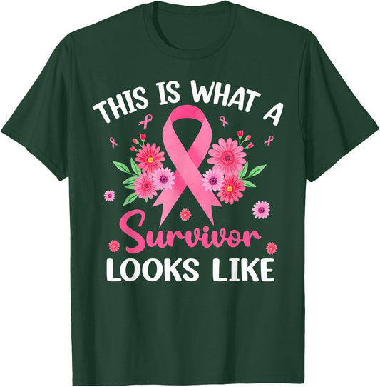 This Is What A Survivor Looks Like Pink Ribbon Breast Cancer T-Shirt - T-Shirt | Forest