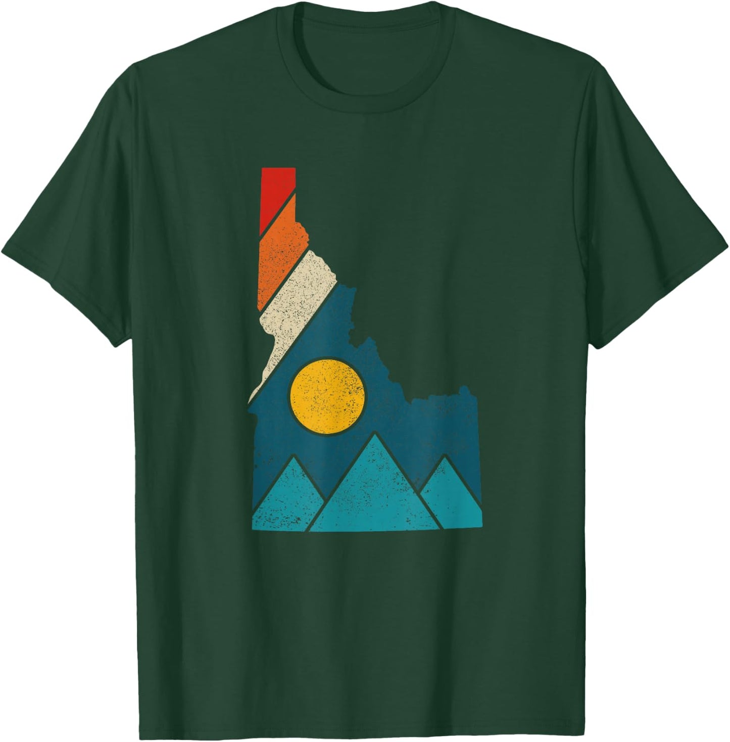 Idaho Vintage State Map Mountains Hikers Camping T-Shirt - T-Shirt | Forest