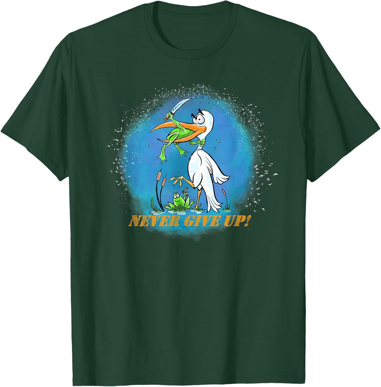 Never Give Up Frogs Attack Shirt T-Shirt - T-Shirt | Forest